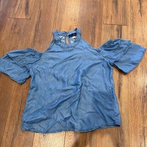 Blue Rain by Francesca’s denim off the shoulder halter size medium